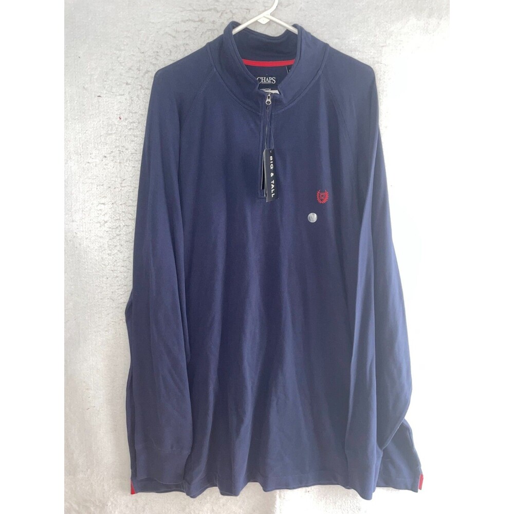 Chaps Navy Blue Long Sleeve 1/4 Zip Pullover Sweater Big & Tall Mens Sz 3XLT New